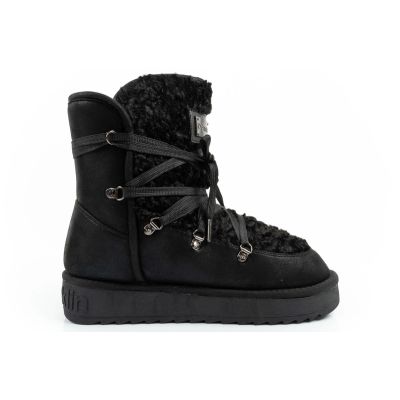 4. D.Franklin women's winter snow boots, fashionable fur lining, black high