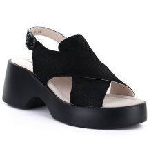 Women's leather sandals on a black platform S.Barski 7005