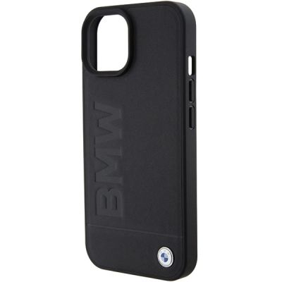 6. BMW MagSafe Leather Hot Stamp case for iPhone 15 Plus - black