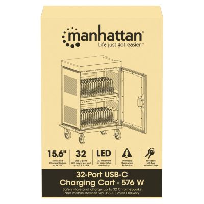 7. Manhattan 102353 Mobile Device Cabinet, Mobile Device Management Cart, Grey