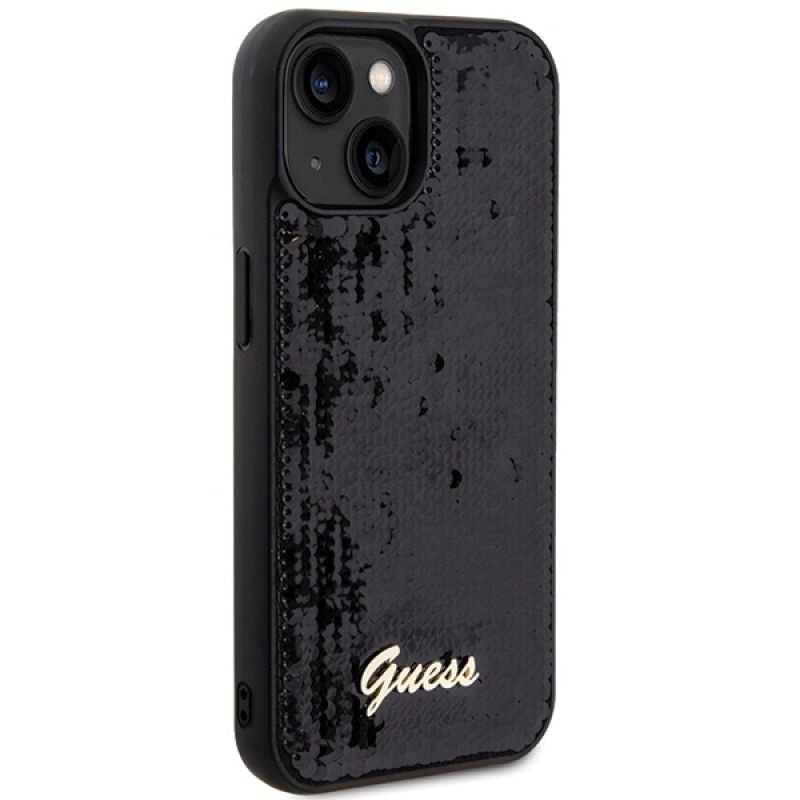 4. Guess Sequin Script Metal case for iPhone 14 / 15 / 13 - black