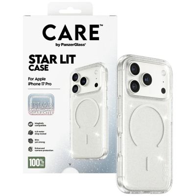 4. CARE by PanzerGlass Flagship Urban Explorer Case w. White MagSafe for iPhone 17 Pro - Clear Glitter
