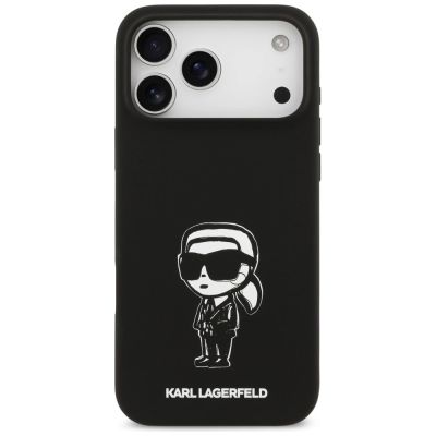 3. Karl Lagerfeld Silicone Karl Sketch & Logo MagSafe Case for iPhone 17 Pro Max - Black
