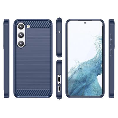 4. Carbon Case for Samsung Galaxy S23+ flexible silicone carbon cover blue