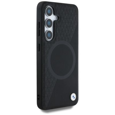 4. BMW Leather Half Textured MagSafe Case for Samsung Galaxy S25 - Black