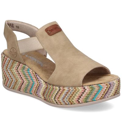 Women's beige wedge sandals Rieker 69472-60