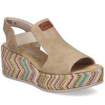 Women's beige wedge sandals Rieker 69472-60