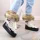 8. Vinceza W JAN262 beige lace-up snow boots with fur