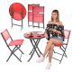 17. BALCONY FURNITURE SET ROUND TABLE AND 2 FOLDING CHAIRS RED