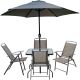 SYDNEY GARDEN FURNITURE SET TABLE 4 CHAIRS AND UMBRELLA GREY