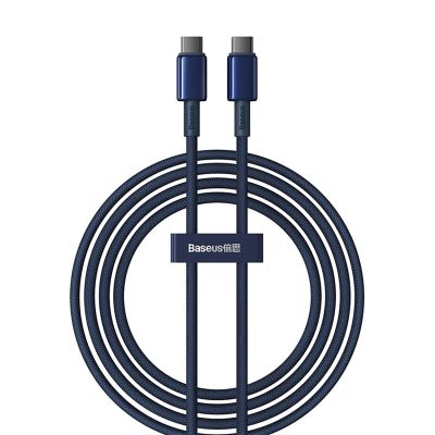 Baseus Tungsten Gold USB-C / USB-C 100W Cable 2m - Navy Blue