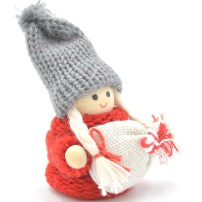 5. DECORATIVE DOLL WITH BAG RED GIRL 7.5 CM