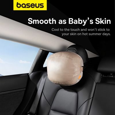 15. Baseus ComfortRide Series car headrest cushion with 2 materials - beige