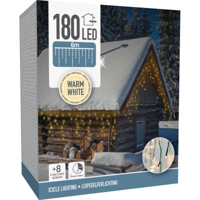 2. CHRISTMAS LIGHTS OUTDOOR LIGHT CURTAIN 180 LED CONTROLLER TIMER WARM WHITE GREEN CABLE