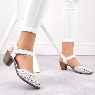 4. Rieker W RKR650 comfortable leather sandals white