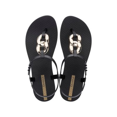 Ipanema Sandal Class women's fashionable black and gold flip-flops