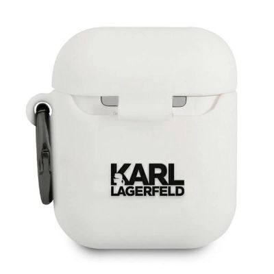 2. Karl Lagerfeld Silicone Choupette Case for AirPods 1/2 Cover - White