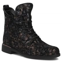 Women's leather ankle boots with floral pattern, black Filippo DBT8283