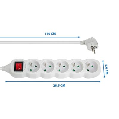 4. ESPERANZA POWER STRIP 5 OUTLETS SWITCH 1.5M WHITE ELK214W