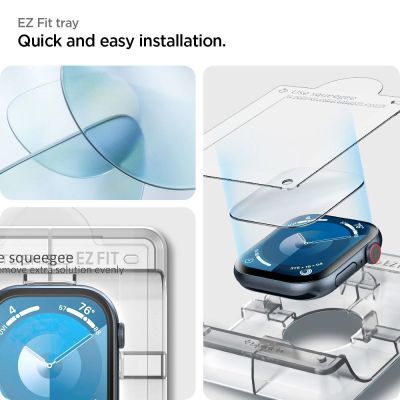 7. Spigen Elite Shield ”EZ FIT” Hybrid Glass 2-PACK for Apple Watch 10 (42MM) - Clear