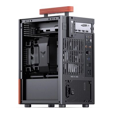 22. Jonsbo T6 Case, Mini-Tower, Mini-ITX, Tempered Glass, Wood - Black