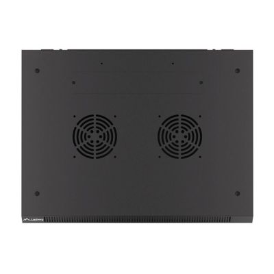 6. Lanberg WF01-6427-10B single-section cabinet (27U; 1300mm / 600mm / 450 mm; wall-mounted; Glass; 19''; black)