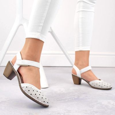 44. Rieker W RKR650 comfortable leather sandals white