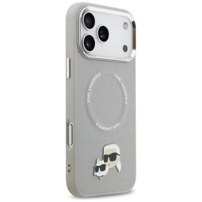 4. Karl Lagerfeld Karl & Choupette Pins MagSafe Case for iPhone 17 Pro - Gray