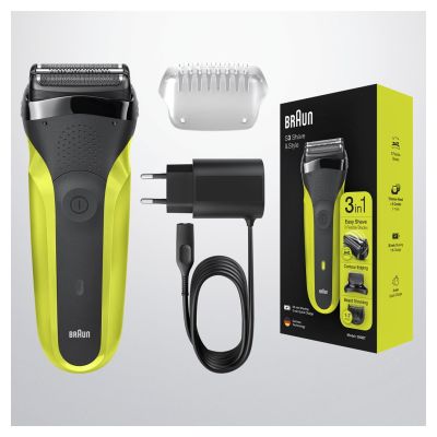 2. Braun Series 3 Shave&Style 300BT Electric Shaver, Men's Razor, Volt Green, Foil Shaver, Green, Buttons, LED, Charging, Power, AC/Battery