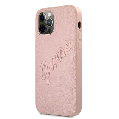 2. Guess GUHCP12MRSAVSRG iPhone 12/12 Pro 6.1" pink/pink hardcase Saffiano Vintage Script