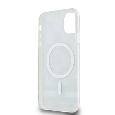 4. DKNY IML Checkered Mono Pattern & Printed Stripes MagSafe Case for iPhone 11 / Xr - Black