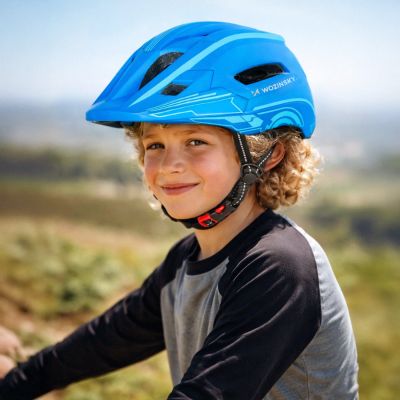 7. Wozinsky Kids Full Face Bike Helmet with USB Rear Light S - Blue