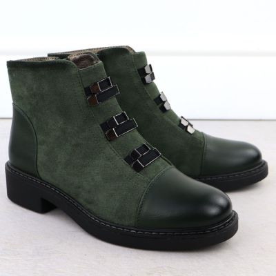 3. Green Women’s Suede-Look Lined Ankle Boots M.Daszyński SA252-4