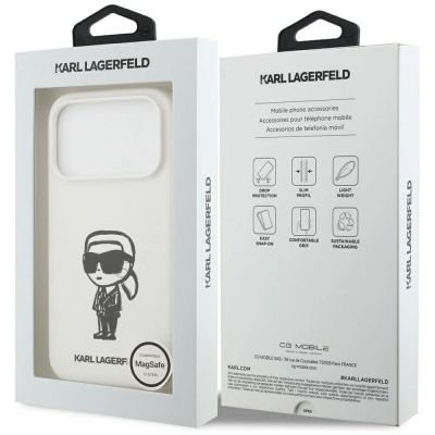 8. Karl Lagerfeld Silicone Karl Sketch & Logo MagSafe Case for iPhone 17 Pro - White
