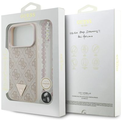 8. Guess 4G Strap Triangle Logo MagSafe Case for iPhone 17 Pro - Pink