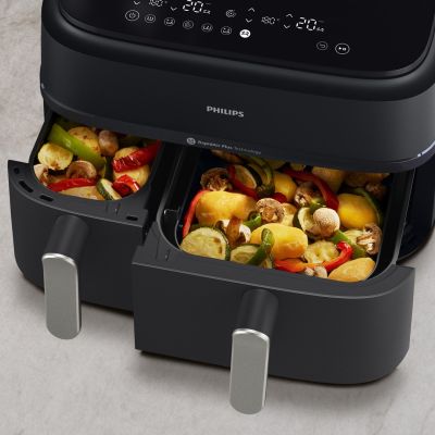 7. Philips 5000 series NA551/00 fryer Double 9 l Autonomous 2750 W Hot air fryer Black, Silver