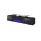 ROVA TV cabinet with electric fireplace 190x37x48 black/gloss black
