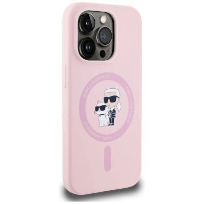 4. Karl Lagerfeld Silicone Karl&Choupette MagSafe Case for iPhone 14 Pro Max - Pink