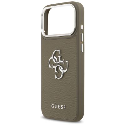 6. Guess Grained Big 4G Classic Logo Case for iPhone 17 Pro Max - Brown