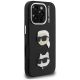 4. Karl Lagerfeld FW Grained Karl & Choupette Heads Pins Case for iPhone 16 Pro - Black