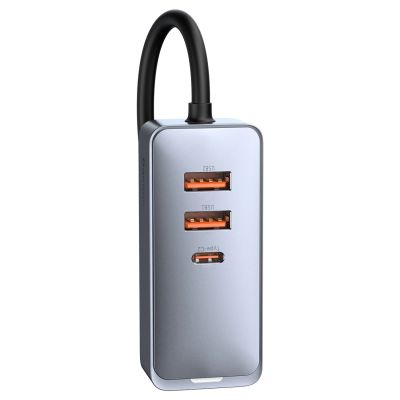 4. Baseus Share Together PPS Multi-port Fast charge Car Charger with Extension Cord 2U+2C 120W Space Gray