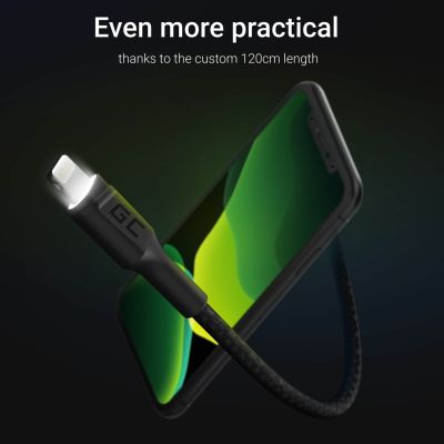 2. GREEN CELL KABGC05 CABLE GREEN CELL GC RAY USB - LIGHTNING 120CM, WHITE LED, FAST CHARGING