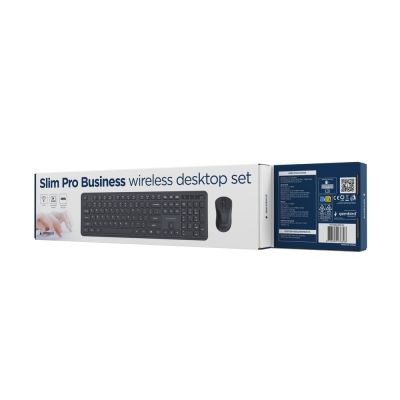 6. GEMBIRD WIRELESS SLIM PRO BUSINESS DESK KEYBOARD + MOUSE SET, BLACK, US LAYOUT