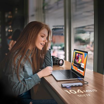 7. Ugreen USB-C 10in1 hub USB-C HDMI Ethernet USB-A 5GB/s SD/TF minijack - gray