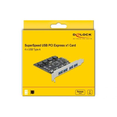 5. DeLOCK PCI Express x1 Card to 4 x external USB Type-A female SuperSpeed USB (USB 3.2 Gen 1)
