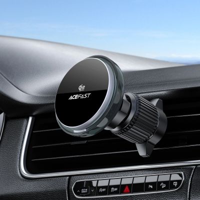 8. Acefast D61 Magnetic Car Air Vent Holder with Qi2 25W Wireless Charging - Gray