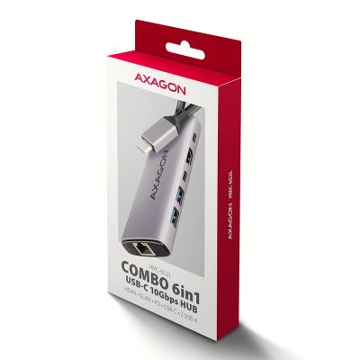 10. Axagon HMC-6G2L Wired Docking Station USB 3.2 Gen 2 (3.1 Gen 2) Type-C Aluminum