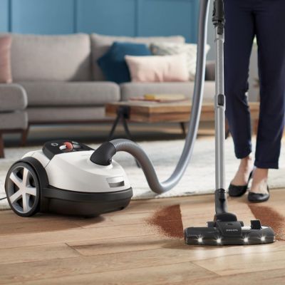 21. Philips Performer LED 8000 Series bagged vacuum cleaner with TriActive technology, model XD8142/12, 900W power
