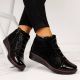 10. Women’s black insulated leather ankle boots with print, Filippo