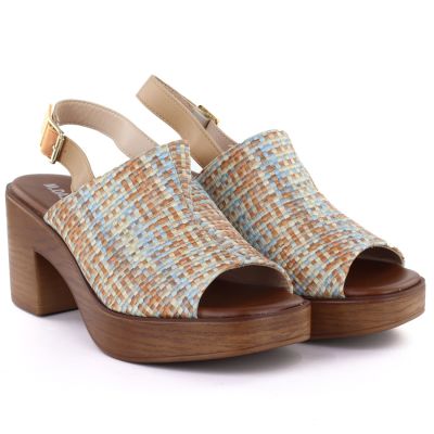 3. Women's wicker heeled sandals M.Daszyński MR23126-7